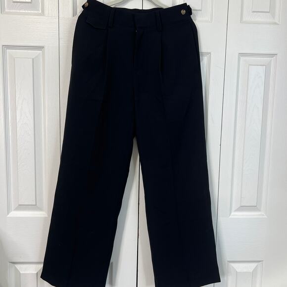 VINCE Black High Waist Flare Leg Trouser Pant Sz 2 - Picture 1 of 6